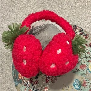 Girls Strawberry  Red Ear Muffs